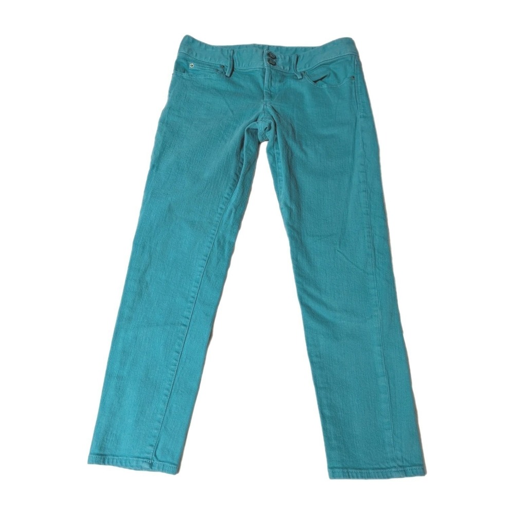 Lilly Pulitzer Worth Skinny Mini Pants Teal Blue Low Rise Stretch Coastal Size 6